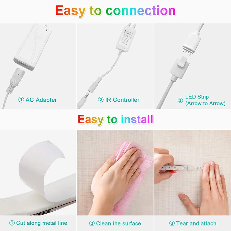 

TOP 5050 Lights Strip Music Sync App Control with Remote Rgb Color 600 Lights Led Tape Light for Home Decoration 20M