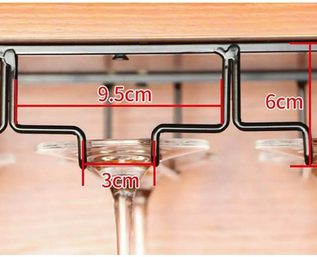 

Wine Glass Rack Wall Mounted Hanging Under Shelf Metal Wine Glass Holder For Kitchen Bar Goblet Storage Organizer Rack Black