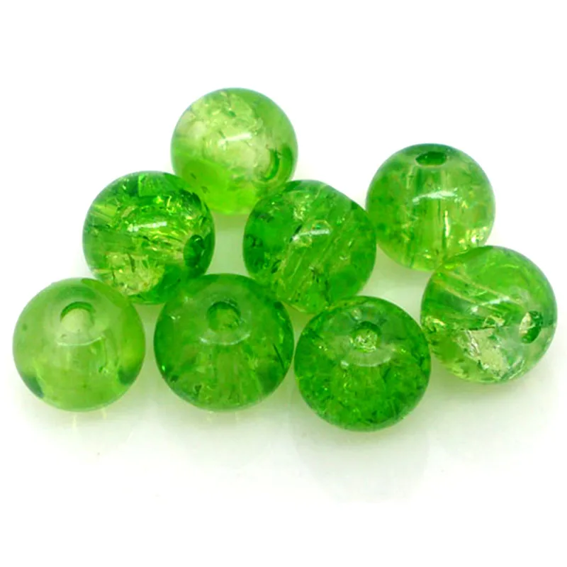 200Pcs Spacer Bead Green Round Crackle Glass Jewelry Making Findings 6mm Dia. | Украшения и аксессуары