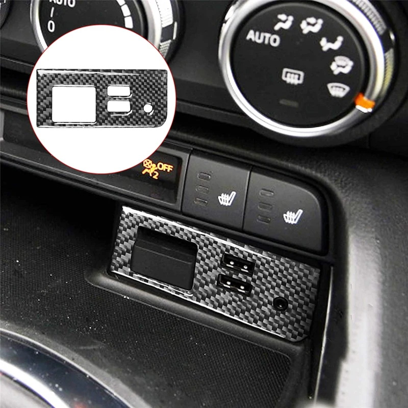For Mazda MX-5 Miata Roadster Carbon Fiber Center Storage Button Switch Cover Trim Sticker 2016+ MX5 ND Interior | Спорт и