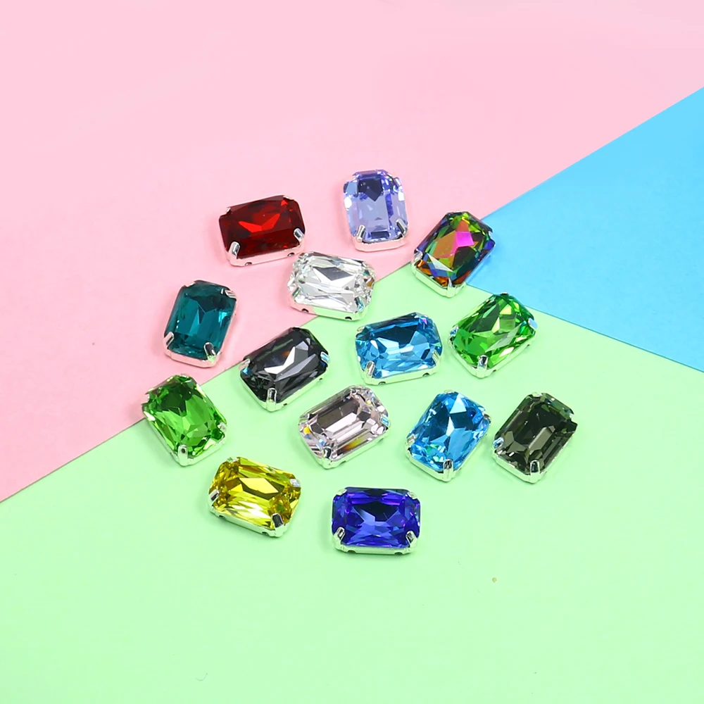 Прямоугольное восьмиугольное стекло с кристаллами настройками когтей швейные