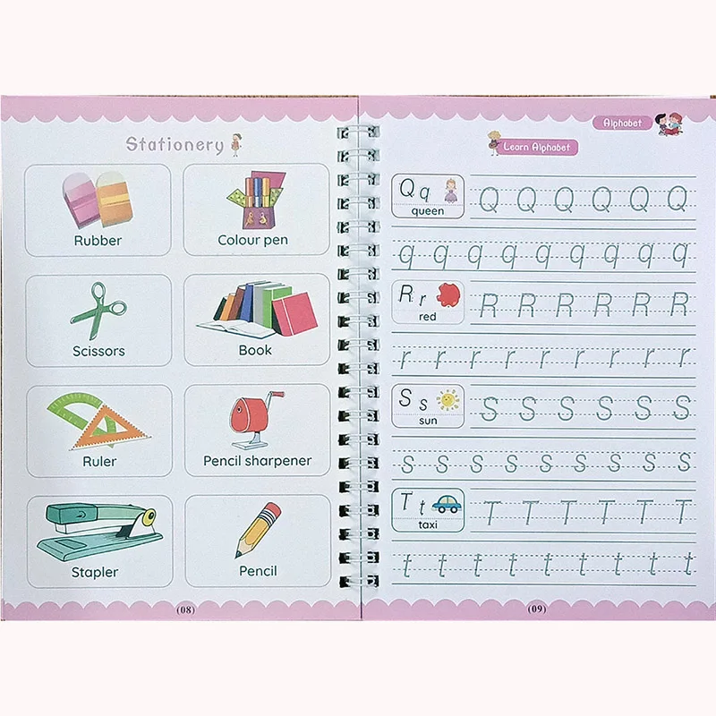 

4 Book+Pen Copybook Practice Magic For Kids Handwriting Calligraphy School Reusable English Children Exercise Book Paper Diary