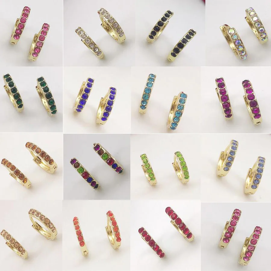 

Round Crystal Hoop Earrings Colorful Rhinestone Accessories Small Earrings for Women Wedding Gift Jewelry Wholesale