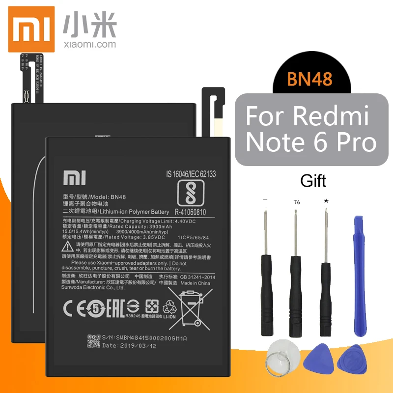 BN48-Redmi Note 6Pro Аккумулятор Xiaomi BM46 для Xiaomi Redmi Note 3 5 5A 7 для Redmi Note 3 Pro 6 Pro BN45 BN31 BN48 BN4A запасные аккумуляторы - Цвет: BN48-Redmi Note 6Pro