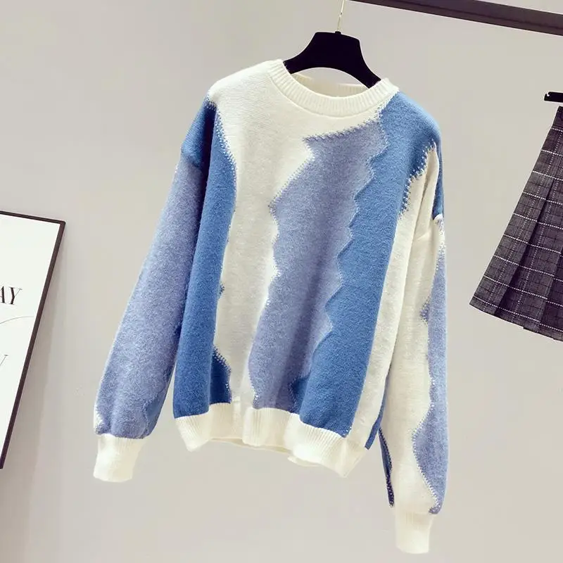 

2021 Women Crop Sweater Pullover Lazy Oaf High Street Patchwork Free Shipping Items Clothes for Women Fall Sweater