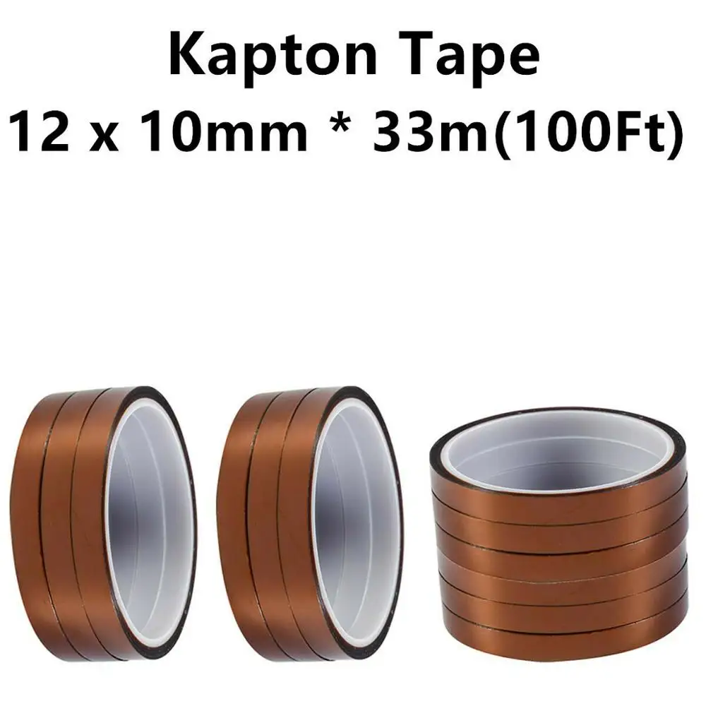 

3/6/12 Rolls 10mm X 33m(100ft) High Temperature Heat Resistant Kapton Polyimide Tape