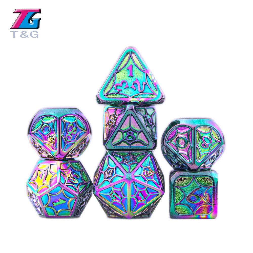 DND набор металлических игральных костей 7 шт. многогранный куб с кожаной сумкой