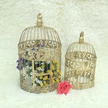 Декоративная птичья клетка большая золотая ретро кованая железная фотоклетка