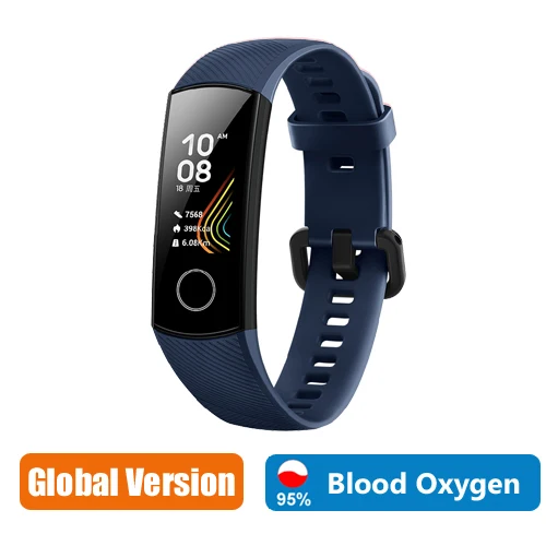 Global Version Blue Huawei Honor band 5 глобальная версия smartband AMOLED huawei smartwatch heart rage ftness трекер сна swiming sport trakcer gps - Цвет: Global Version Blue
