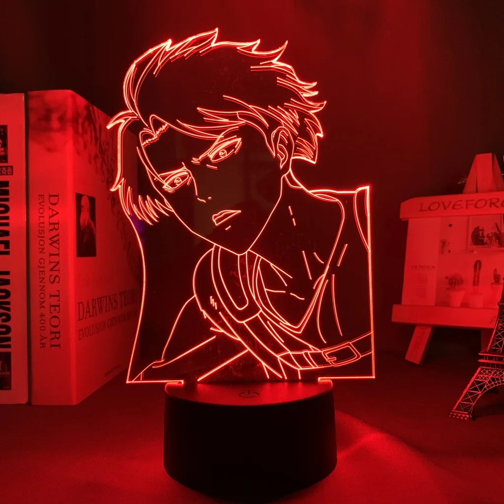 

Attack on Titan Night Light Anime Levi Ackerman Acrylic 3d Lamp for Home Room Decor Light Child Gift Levi Ackerman LED Lamp