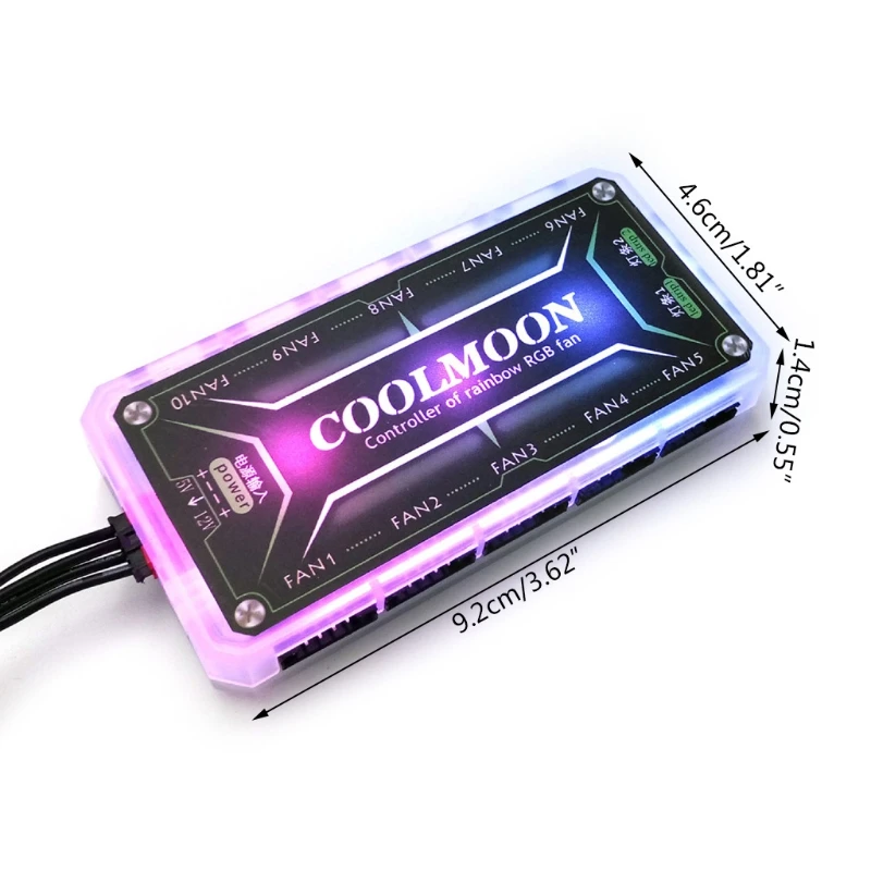 

C5AB COOLMOON RGB Remote Controller DC12V 5A LED Color Intelligent Controller with 10X 6pin Fan Port 2 X 4pin Light Bar Port