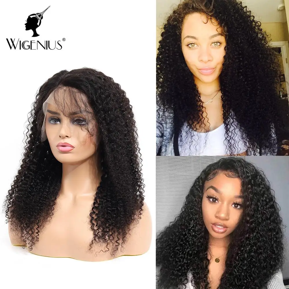 

Wigenius 13x4 Lace Front Kinky Curly Human HairWig For Black Women Jerry Curly Prepluck Glueless Brazilian Hair Wigs