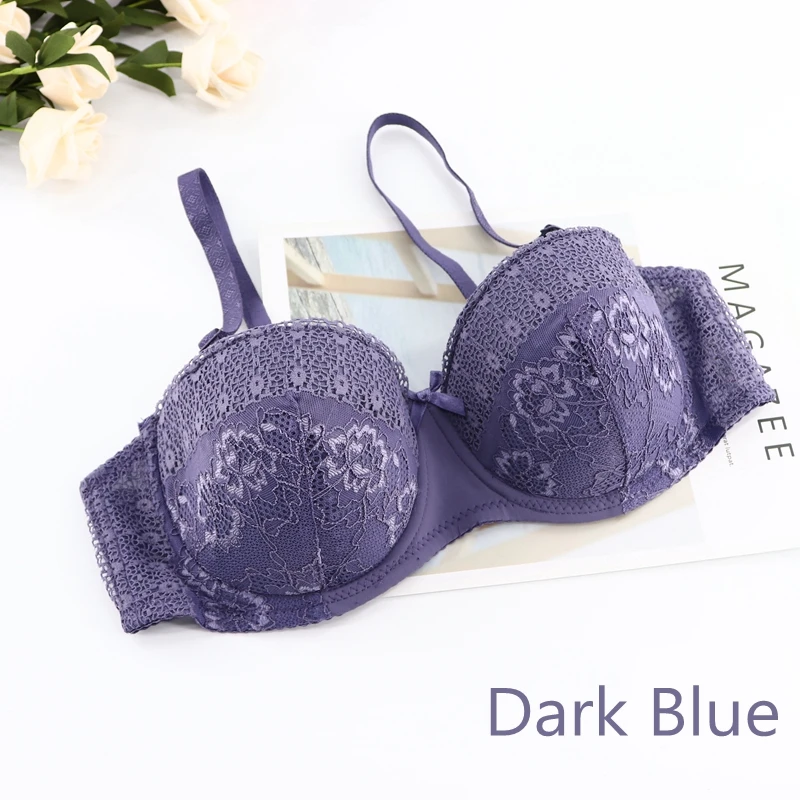 Royal Blue Plusgalpret, половина чашки, пуш-ап, балконные бюстгальтеры для женщин, плюс размер, мягкое нижнее белье с хлопковой подкладкой, бюстгальтер A, B, C, D, чашка 75, 80, 85, 90 - Цвет: Royal Blue