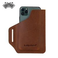 easyant men leather phone holster universal case waist bag purse with belt hole brown l