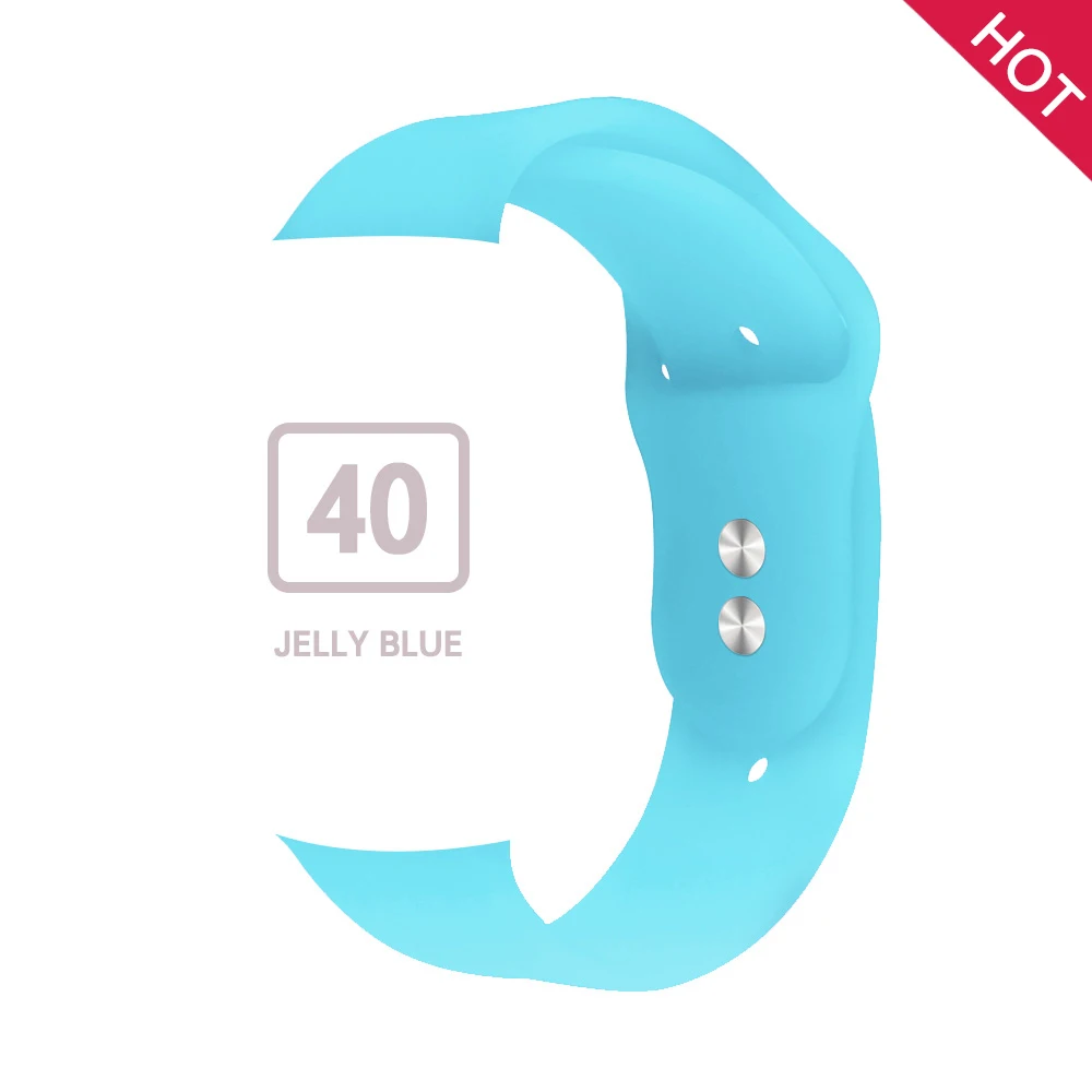 Jelly blue Мягкий силиконовый сменный спортивный ремешок для Apple Watch версии 4, 3, 2, 1, 42 мм, 38 мм, браслет на запястье, ремешок для iWatch 4, 40 мм, 44 мм, спортивный - Цвет ремешка: Jelly blue