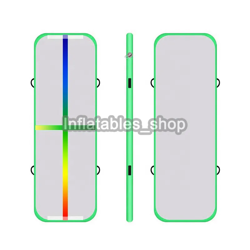 rainbow cyan blue Воздушный трек акробатика коврик для занятий гимнастикой, надувные Airtrack коврики с электрический воздушный насос для дома Применение Чирлидинг Training - Цвет: rainbow cyan blue