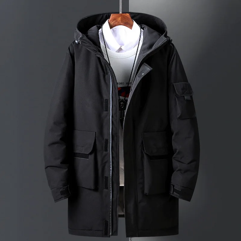 Winter Male Jacket Solid Color Parkas White Duck Men's Down Jacket Long Warm Thick Man Jacket Male Casual Parka Puffer Jacket