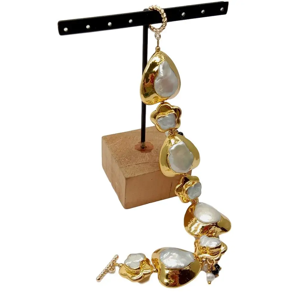 Y · YING браслет с натуральным белым жемчугом Кеши в форме сердца и бабочки