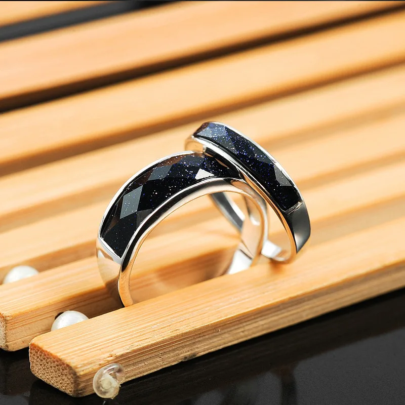 925 Sterling Silver Female Male Sweet Ring Sets Natural Aventurine Excellent Elegant Circle Ring for Woman Man Fashion Jewelry