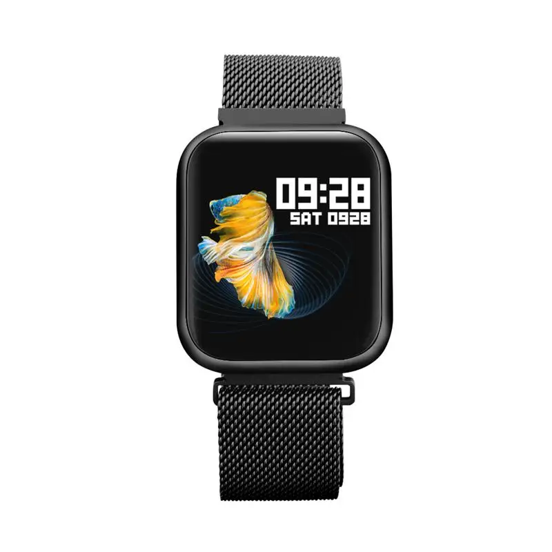black Steel Strap 696 P80 Смарт-часы для мужчин водонепроницаемый монитор сердечного ритма 30ATM спортивные часы для женщин монитор сна полный сенсорный экран обновление P68 P70 - Цвет: black Steel Strap