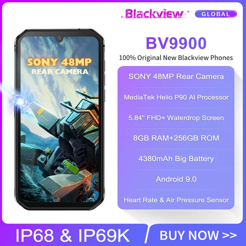 Blackview BV9900 смартфон с восьмиядерным процессором Helio P90 ОЗУ 8 Гб ПЗУ 256 ГБ 4380 мАч Android 9