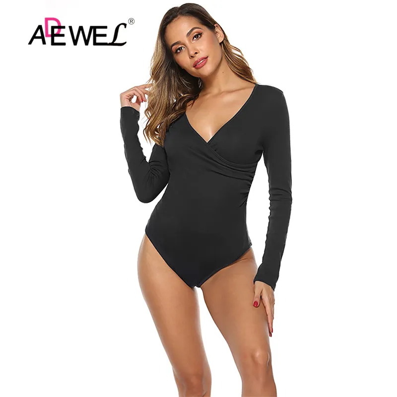 Женский облегающий боди ADEWEL красный черный белый клубный комбинезон с v-образным