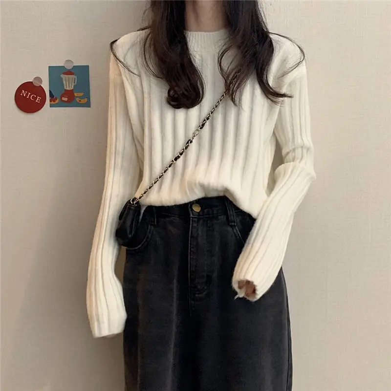 

2020 New Korean Loose Autumn Sweater Women Elegant Knitted Sweater Oversized Warm Female Pullovers Fashion Solid Tops