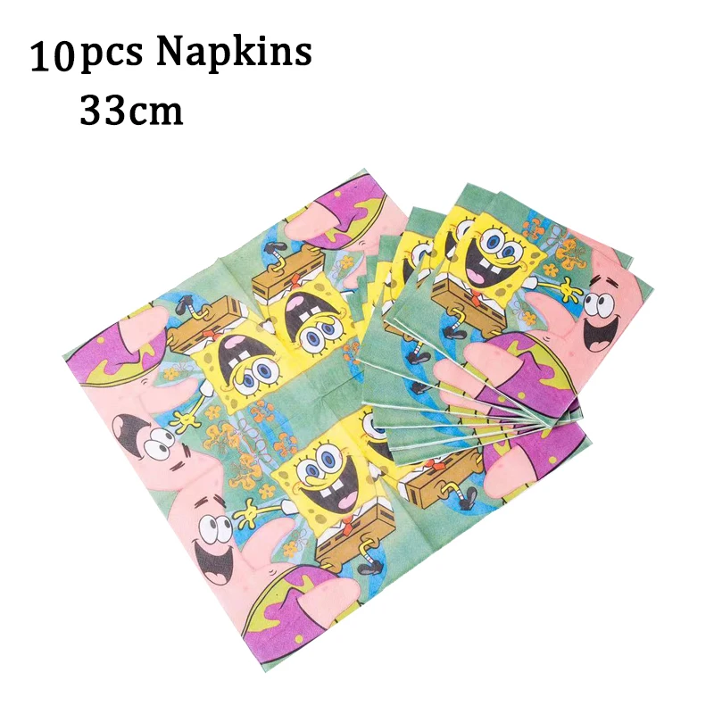 107Pcs Sponge-Bob Children Birthday Party Disposable Tableware Decorations Peper Cup Plate Baby Shower Wedding Supplies - купить по