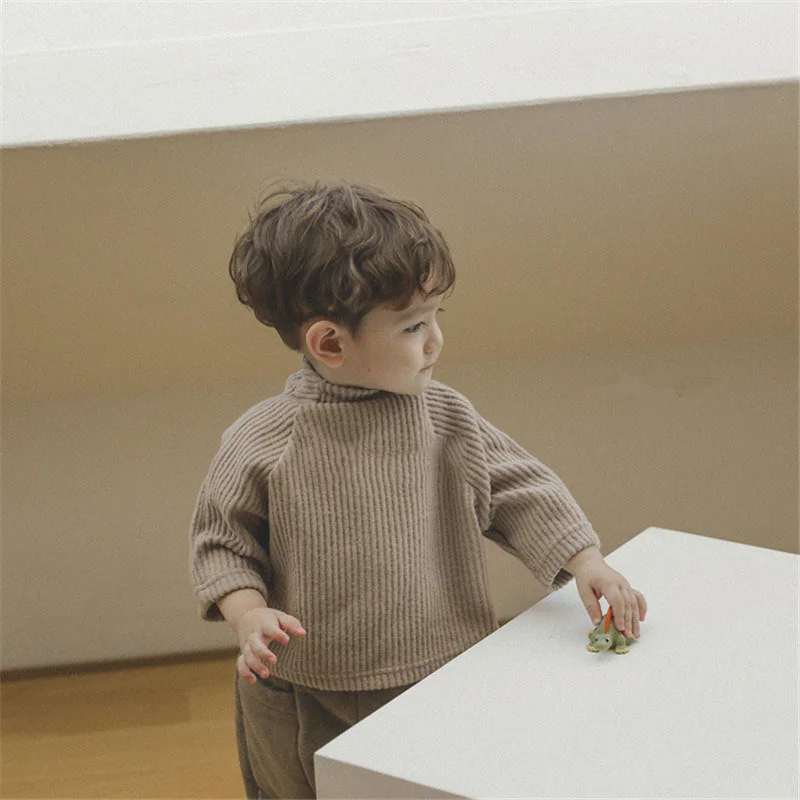 

Children's clothing 2021 autumn and winter boys and girls corduroy bottoming shirt T-shirt baby long-sleeved top lining