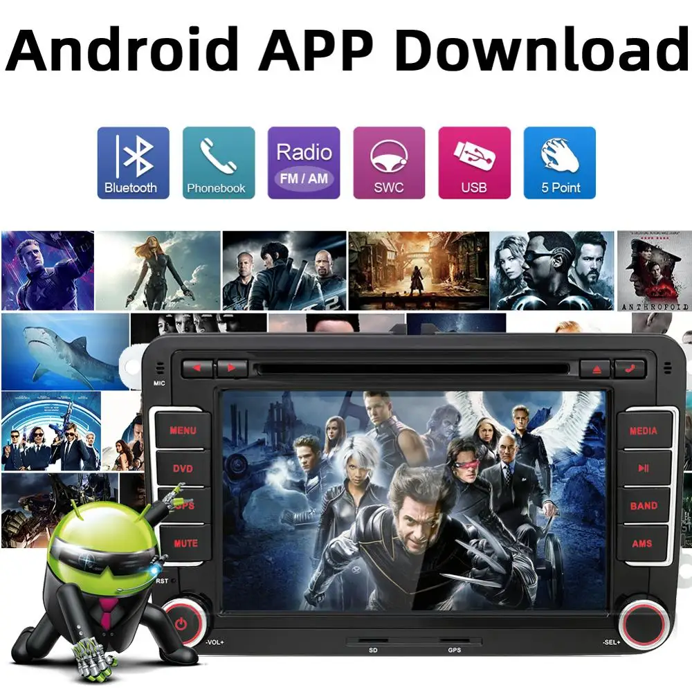 PX6 4G+ 64G 2Din android 9,0 автомобильный dvd-плеер Aux gps стерео для Volkswagen Skoda POLO GOLF 5 6 PASSAT CC TIGUAN TOURAN Fabia Caddy