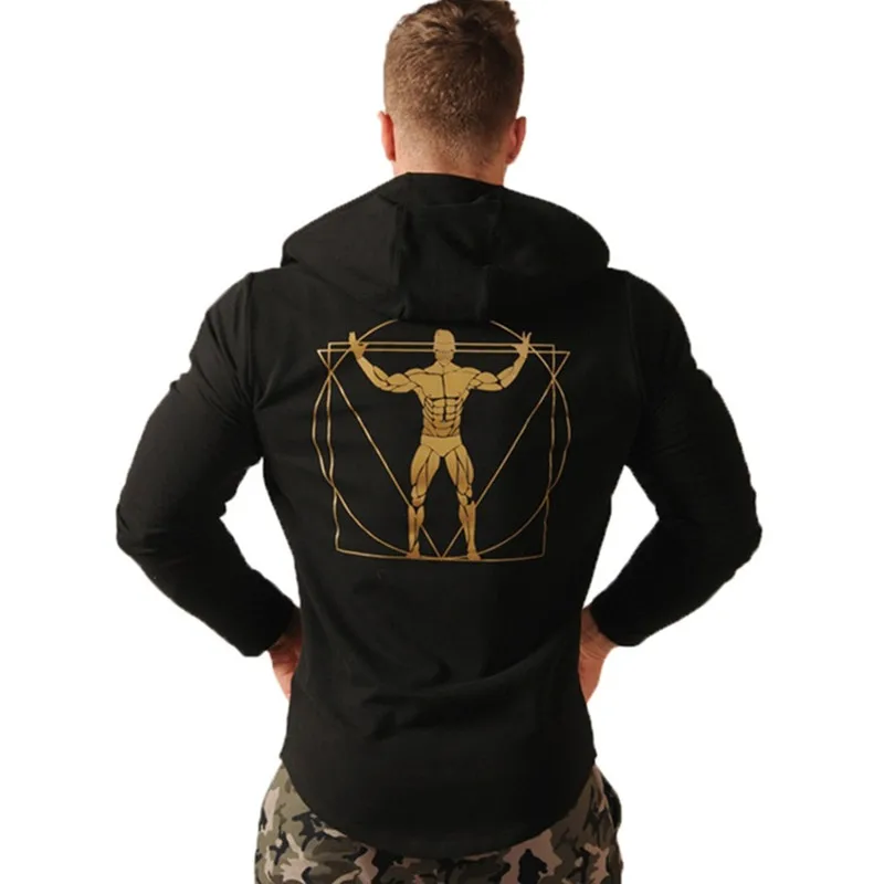 

Fitness Sweater Men's Running Sports Hooded Sweater Casual Zipper Coat Slim Fitting Training Suit