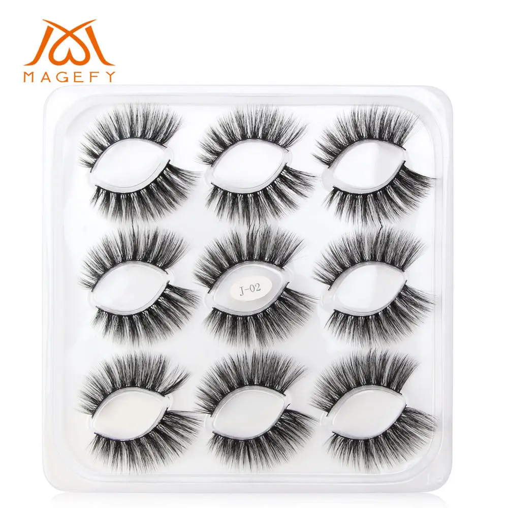 9pairs pack-3DJ02 5/7/9/10 пар в комплекте; 3D норковые ресницы длинные накладные ресницы в виде натуральных пышный объем тонкими поддельные клей для наращивания ресниц Макияж торговля - Цвет: 9pairs pack-3DJ02