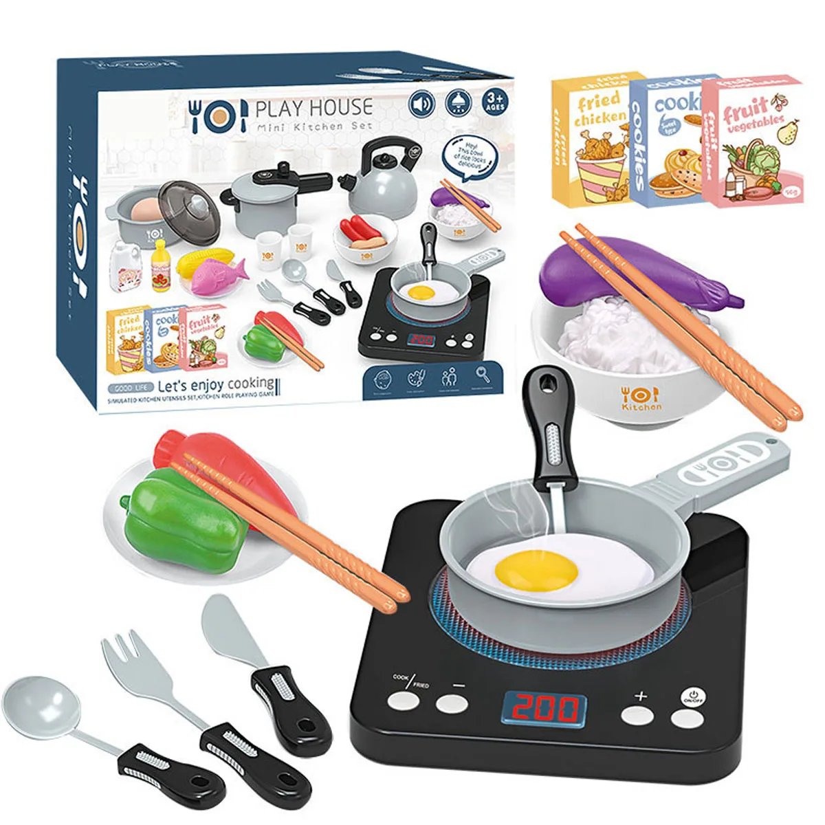 

36Pcs/Set Kids Mini Kitchen Toys Set with Lights and Music Pretend Cook Play Toy Electric Simulation Cooker Children Gift