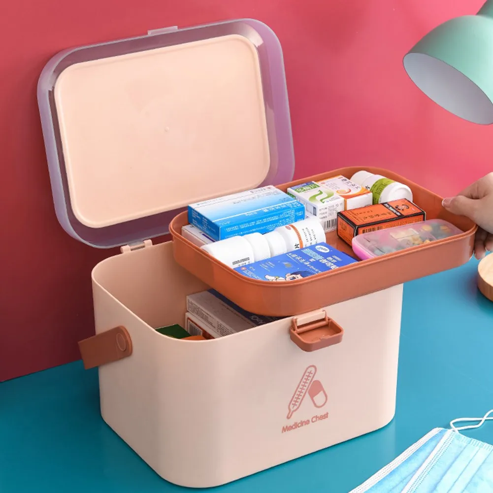 

Portable Medicine Lock Box Home Medicine Chest Storage Box With Handle First Aid Security Storage Medicine Box Holder Travel Box