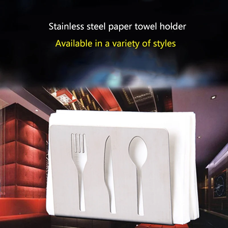 

2pcs Paper Napkin Holder Stainless Steel Restaurant Towels Bar Paper Towels Clip Hotel Towel Seat BJStore