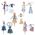 Одежда для кукол, красивое платье из двух частей, костюмы, аксессуары для Барби, наряд для кукол, изящный многоцветный модный пиджак и юбка