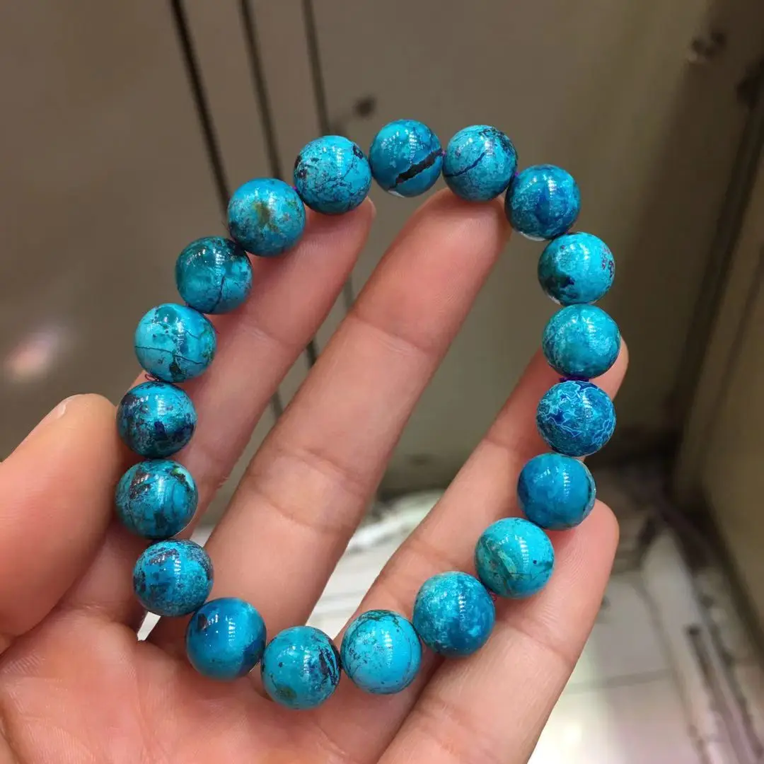 

Natural Malachite Azurite Strong Power Green Blue Bracelet 10mm Round Beads Woman Men Azurite Bracelet Genuine AAAAAA