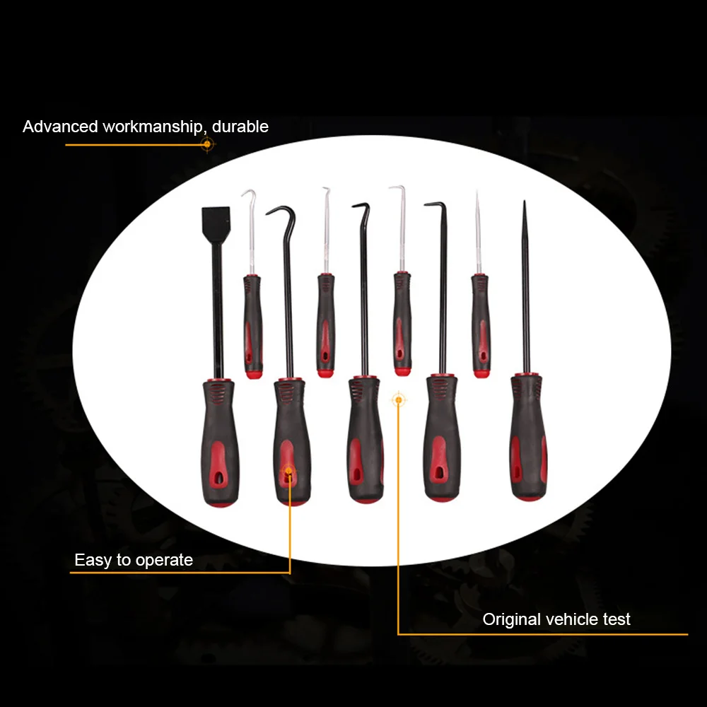 

9Pcs Precision Pick And Hook Set Car Auto Oil Seal O-ring Seal Gasket Pick Puller Removal Tools with Scraper