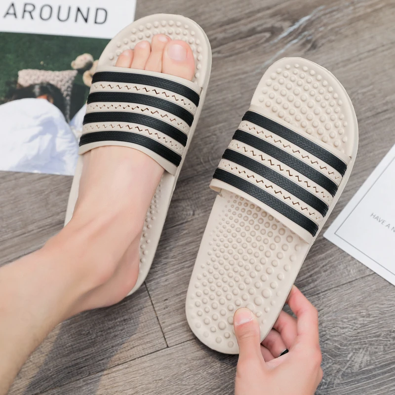 

Sandy Beach New 2021 Soft Men's Slippers Sandals Shoes Loafers Men Light Brand Thick Bottom Home Breathable Non-slip