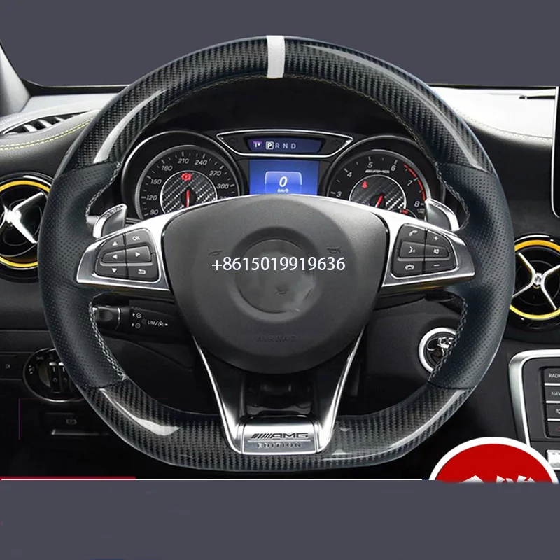 

hand sewning car steering wheel cover Top leather for Benz AMG A B E C cla glc260 glac200l b180