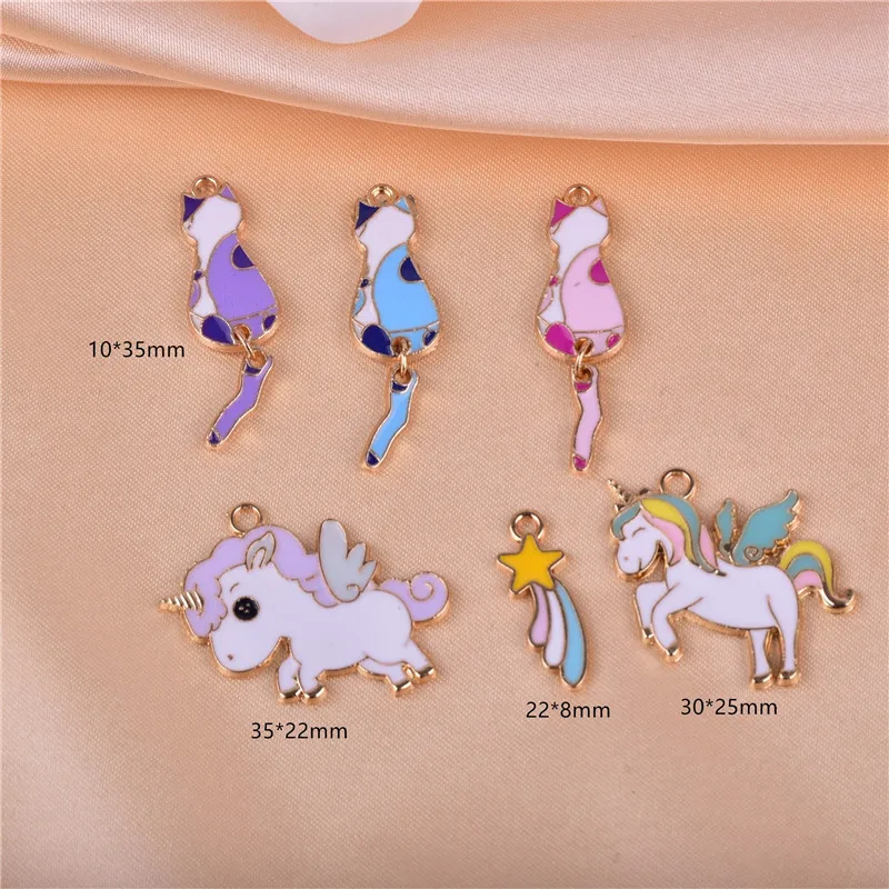 Металлические подвески в виде кота единорога лошади радуги звезды серьги