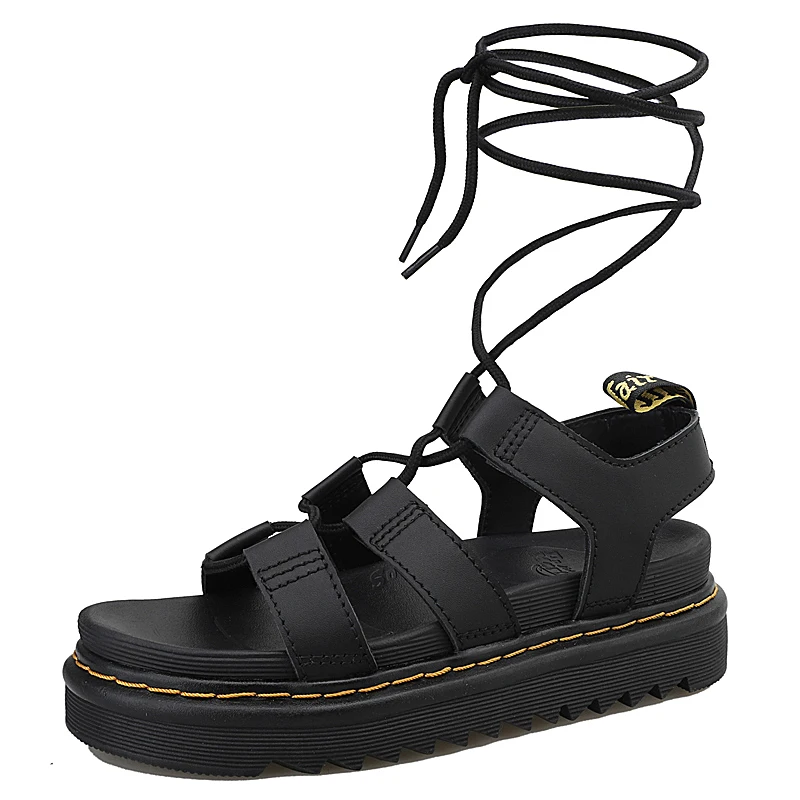 

Genuine Leather Cowhide Women Beach Shoes Woman Summer Outdoor Sandals Shoes Sandalias Chunky Heels Flat Sandals Sandal Platform