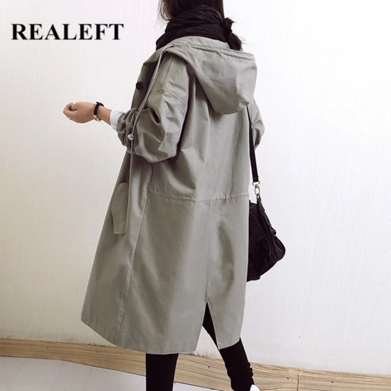 

Тренчкот женский длинный, с капюшоном, однобортный, Осень-зима 2020