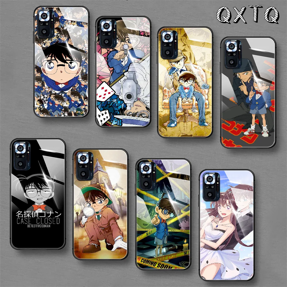 

Conan Detective Anime Tempered Glass Smart Phone Case For Xiaomi Redmi Note 7 8 9 10 K 30 40 S A C T 5G Pro Cover Cell Pretty
