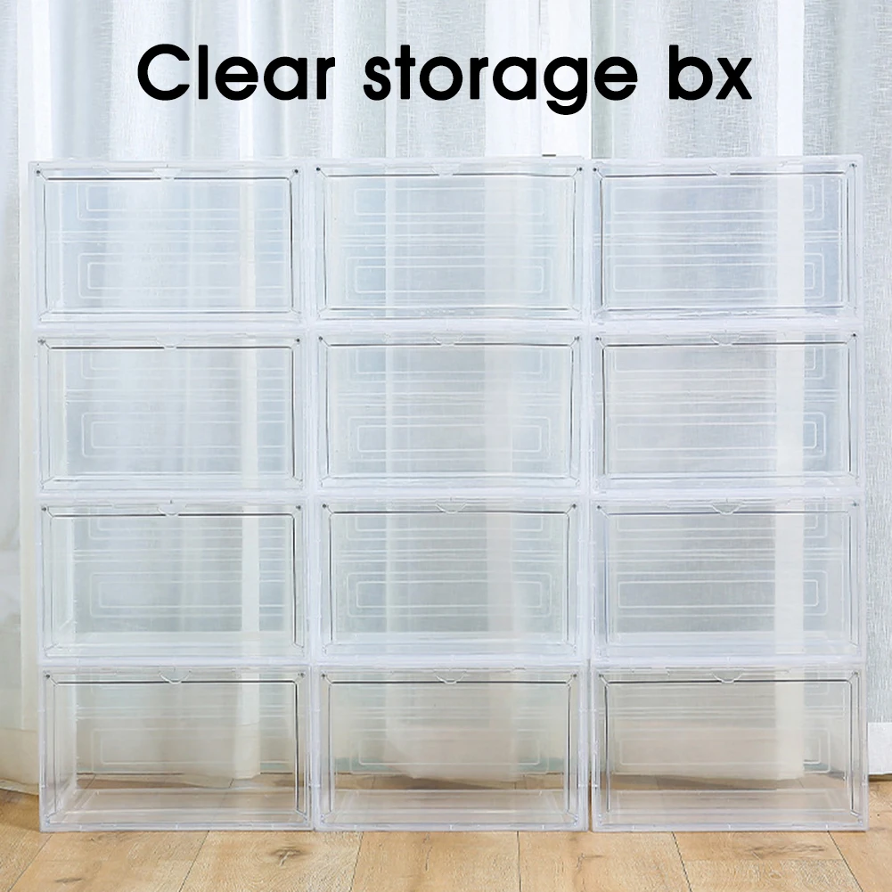 

Plastic Shoes Case Thickened Transparent Drawer Case Plastic Shoe Boxes Stackable Box Shoe Organizer Shoebox with Magnetic