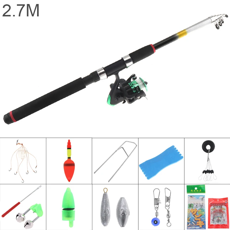 2 7 м рыболовная удочка Fly Line комбо полная Наборы Катушка для спиннинга полюс набор