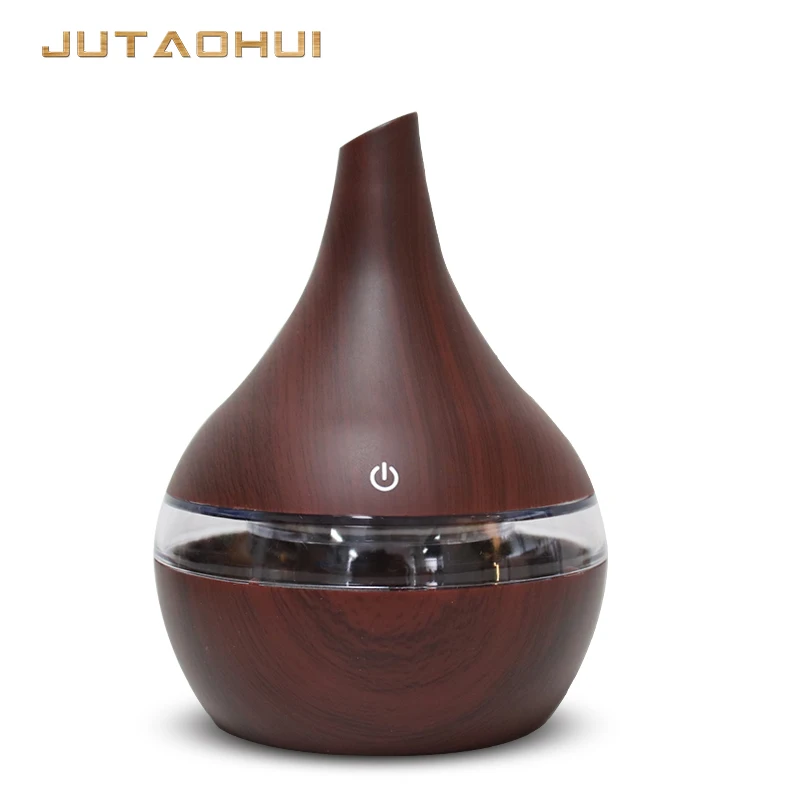 USB 003 Electric Ultrasonic Air Humidifier Aroma Diffuser Essential Oil Aromatherapy 7 Color LED Cool Mist Maker for Office Home - Цвет: 025-dark wood-300ml