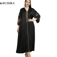 bushra abaya muslim women long dress autumn embroidery ethnic tassel islam drawstring maxi party gown clothing kaftan fashion