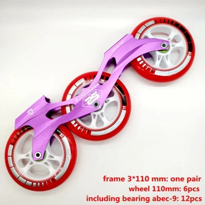 Скорость коньки кадр 3x110 с колесами - Цвет: purple frame n wheel
