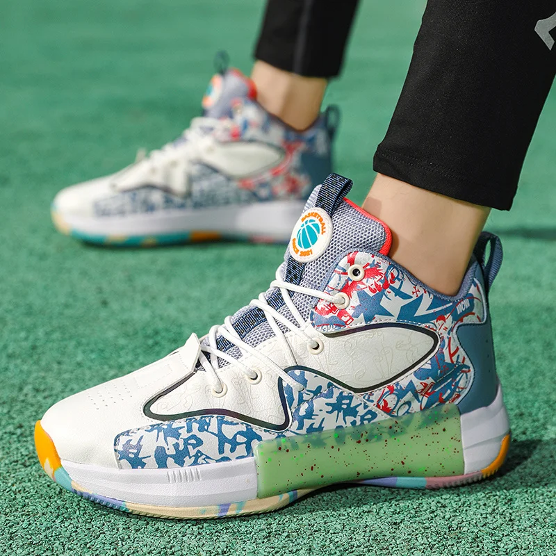 Design Fashion Colorful Basketball Shoes for Men Outdoor Breathable High Sneakers Men Designer Shoes Sports Tenis Basketball